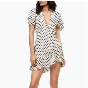 Equipment Lilia Dot Ruffle Sleeve Silk Minidress L